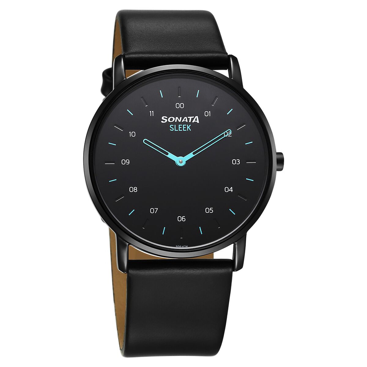 Sonata Sleek Quartz Analog Black Dial Black Leather Strap Watch For Men 1