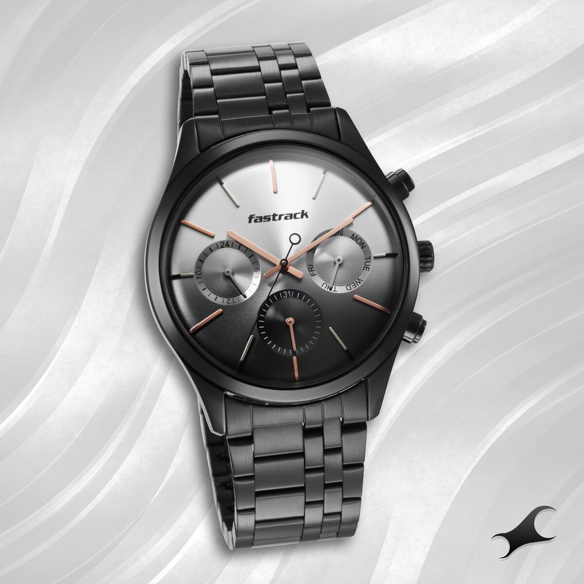 Fastrack Opulence Quartz Multifunction Multicoloured Dial Stainless Steel Strap Watch for Guys 1