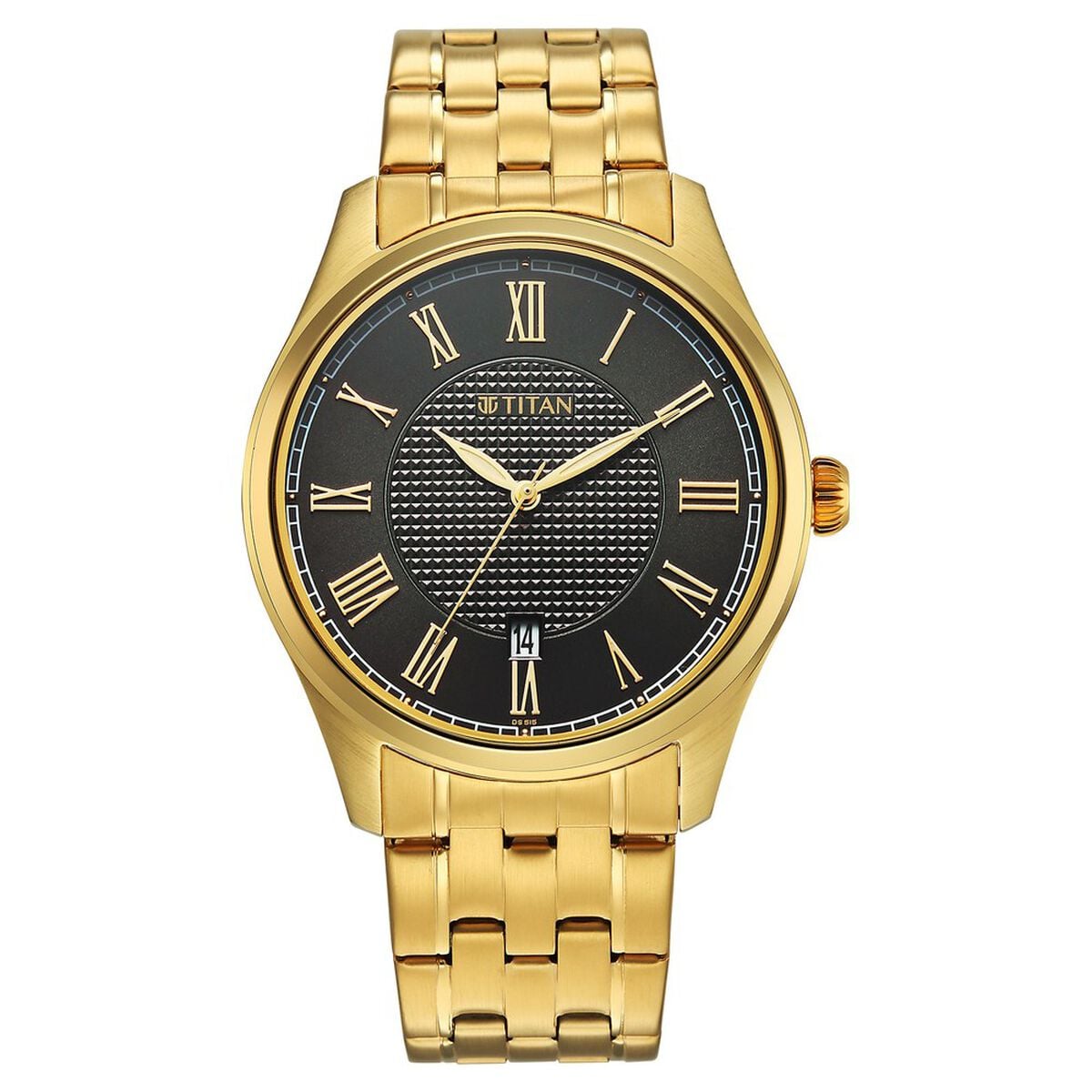 Titan Neo Roman Analog with Green Dial Carnation Gold Stainless Steel Strap Watch for Men 1