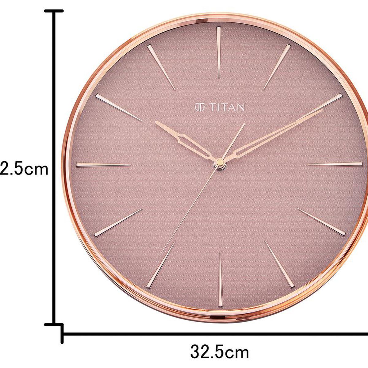 Titan Contemporary Rustic Pink Wall Clock in a Glossy Finish with a Textured Dial 32.5 x 32.5 cm (Medium) 5