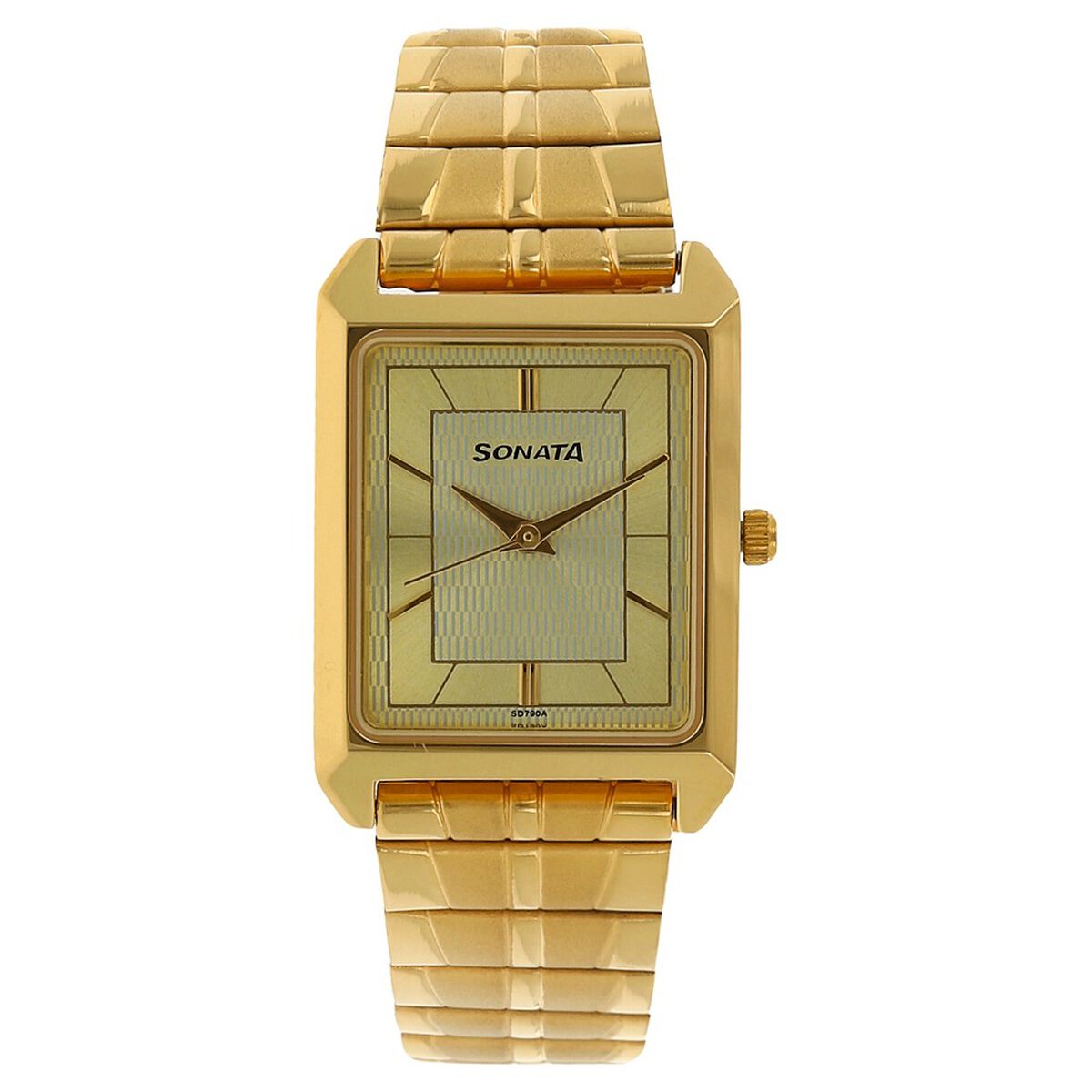 Sonata Quartz Analog Champagne Dial Metal Strap Watch for Men 1
