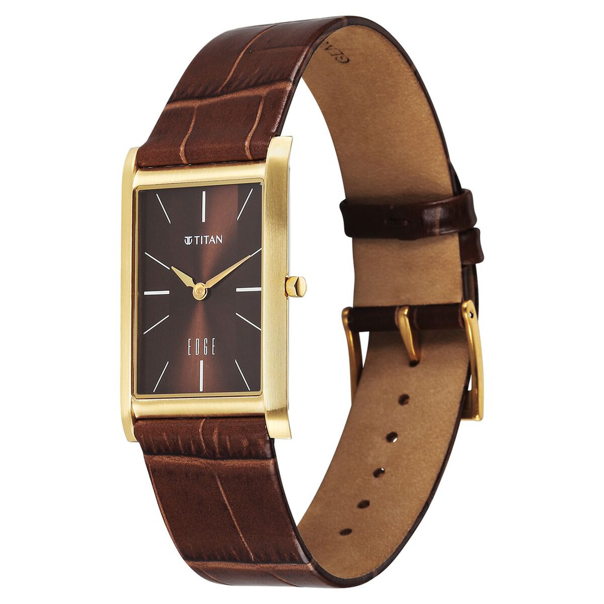 Titan Edge Monture Quartz Analog Brown Dial Brown Leather Strap Watch For Men 3