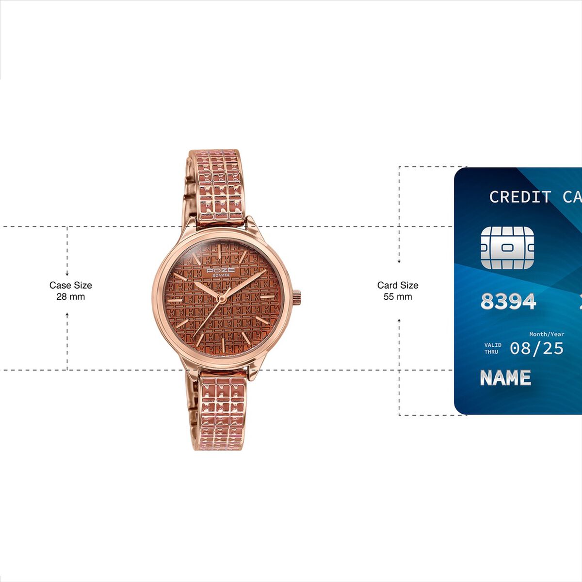 Poze By Sonata Quartz Analog Brown Dial Two Toned Metal Strap Watch For Women 4