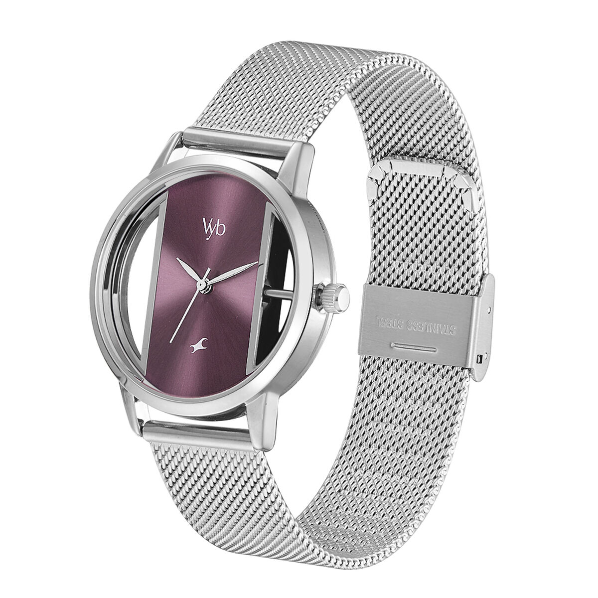 Fastrack Vyb Runway Quartz Analog Purple Dial Stainless Steel Strap Watch for Girls 4