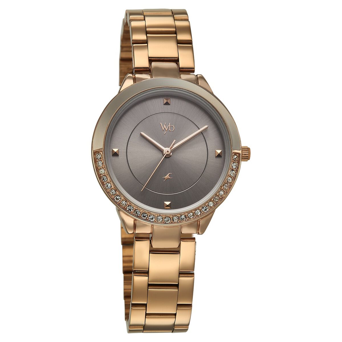 Vyb Eclipse By Fastrack Quartz Analog Grey Dial Rose Gold Stainless Steel Strap Watch For Girls 3