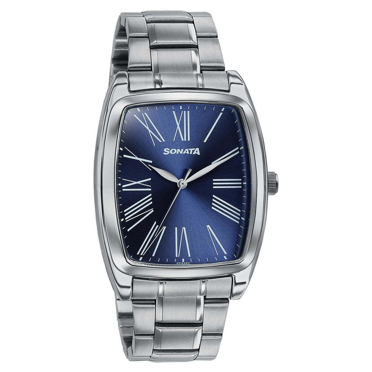 Sonata Ascent Blue Tonneau Watch with Metal Bracelet 2