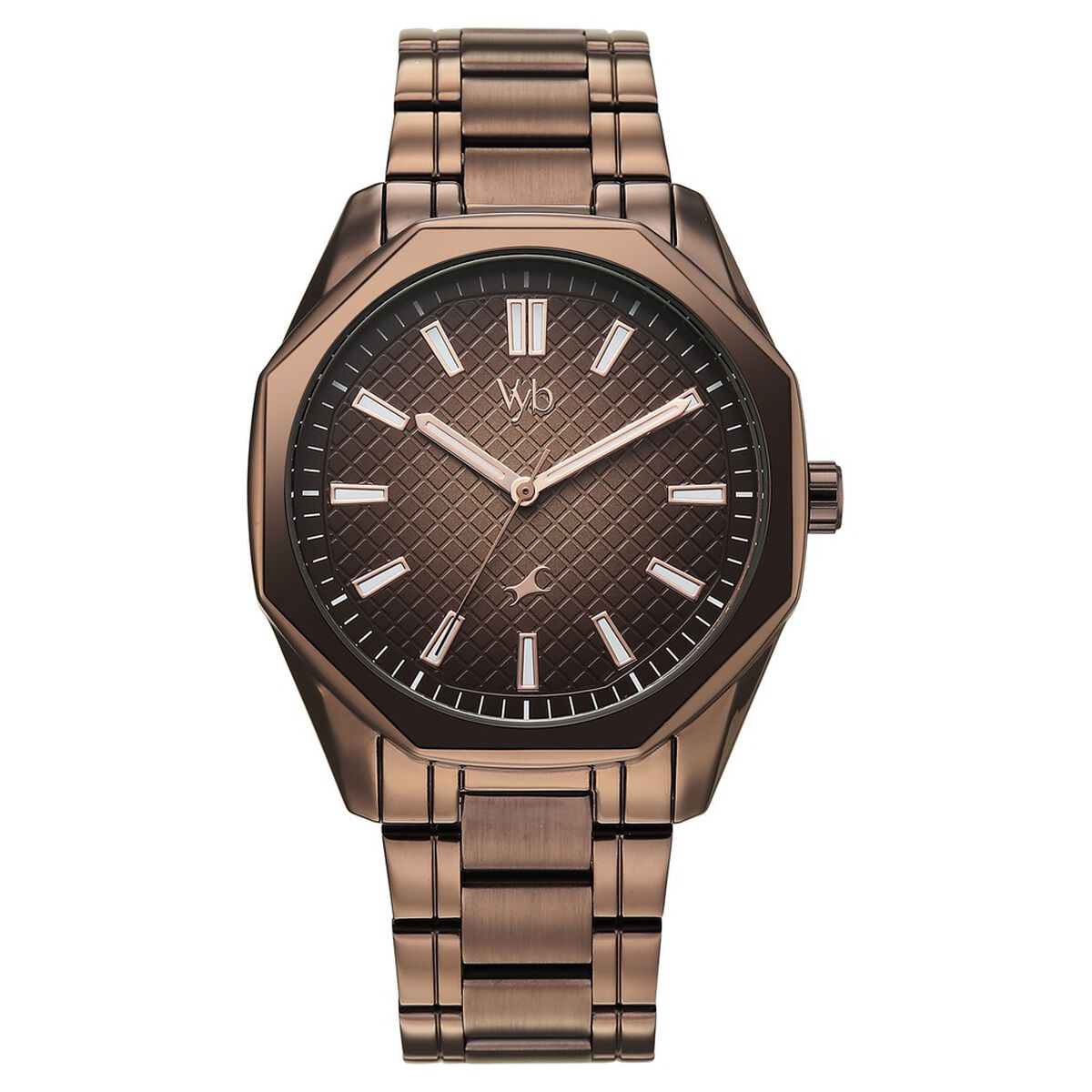 Vyb Quest By Fastrack Quartz Analog Brown Dial Brown Metal Strap Watch For Guys 2