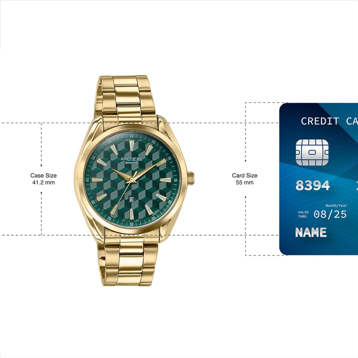 Sonata Poze Quartz Analog Two Toned Dial Golden Colour Stainless Steel Strap Watch For Men 4