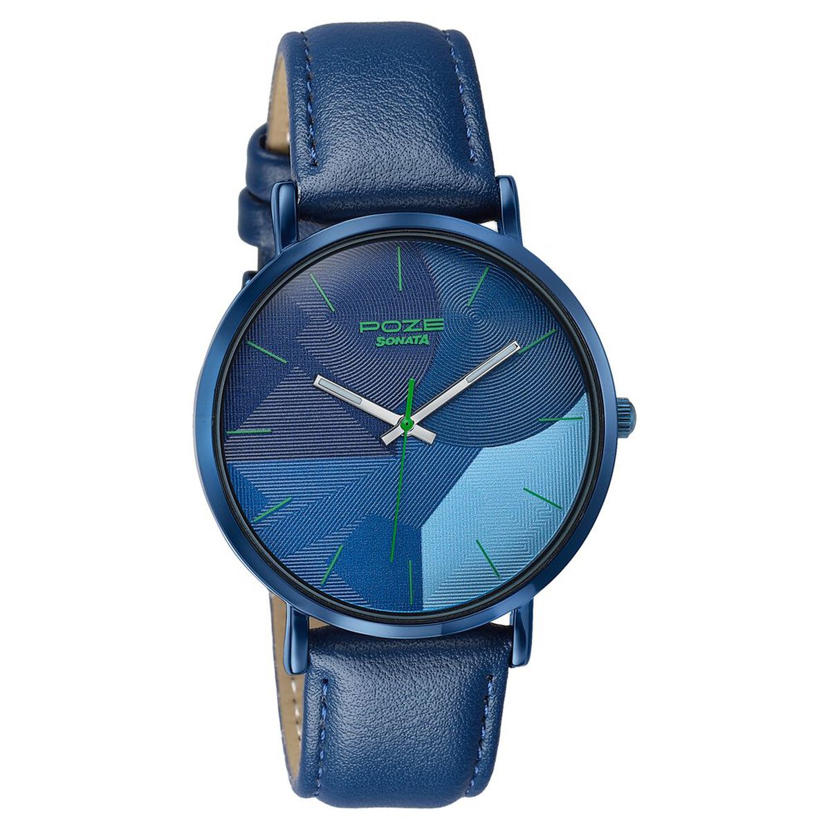 Poze By Sonata Quartz Analog Blue Dial Blue Leather Strap Watch For Men 3