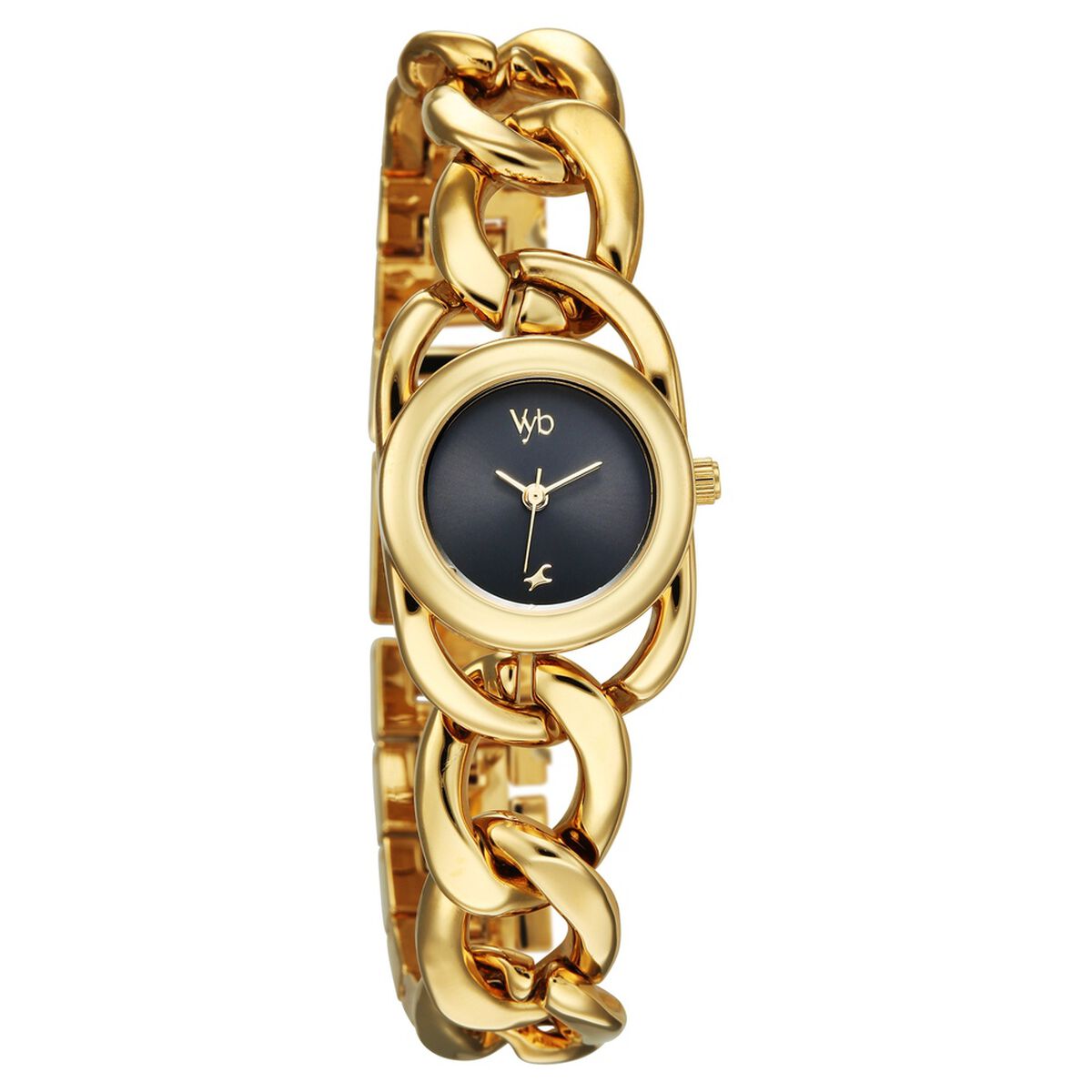 Vyb Diva By Fastrack Quartz Analog Black Dial Golden Metal Strap Watch For Girls 2
