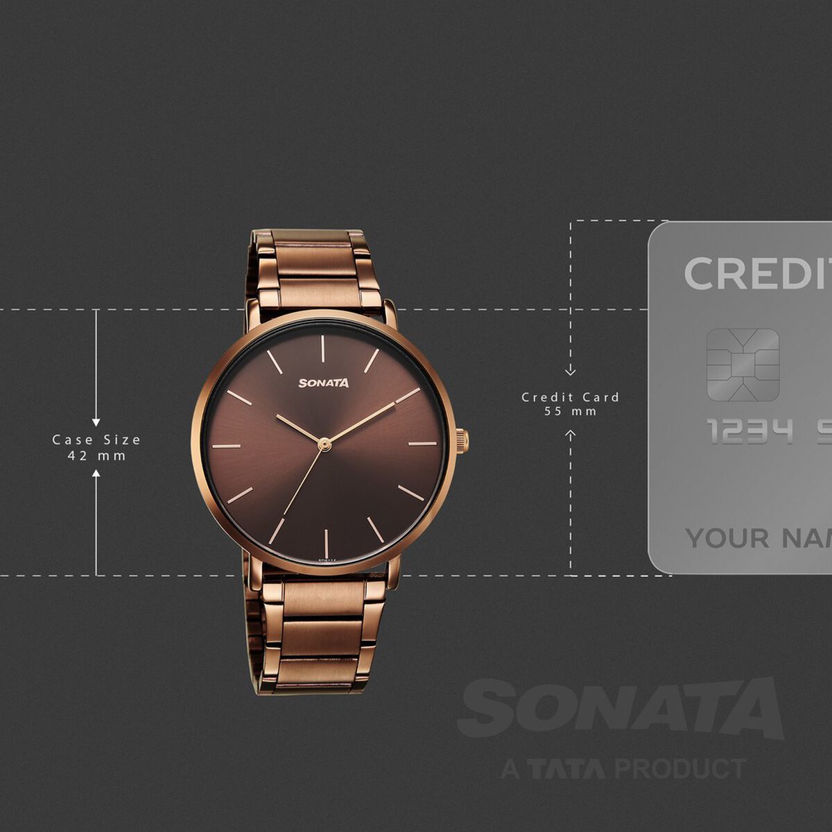Sonata Soulmate Quartz Analog Brown Dial Brown Stainless Steel Strap Watch For Couple 3