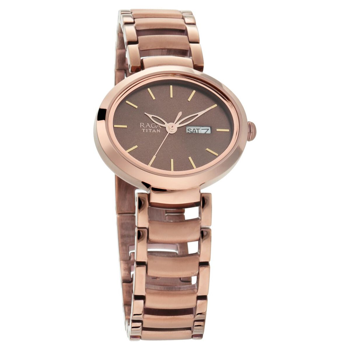 Titan Raga Viva Brown Dial Analog with Day and Date Metal Strap Watch for Women 2