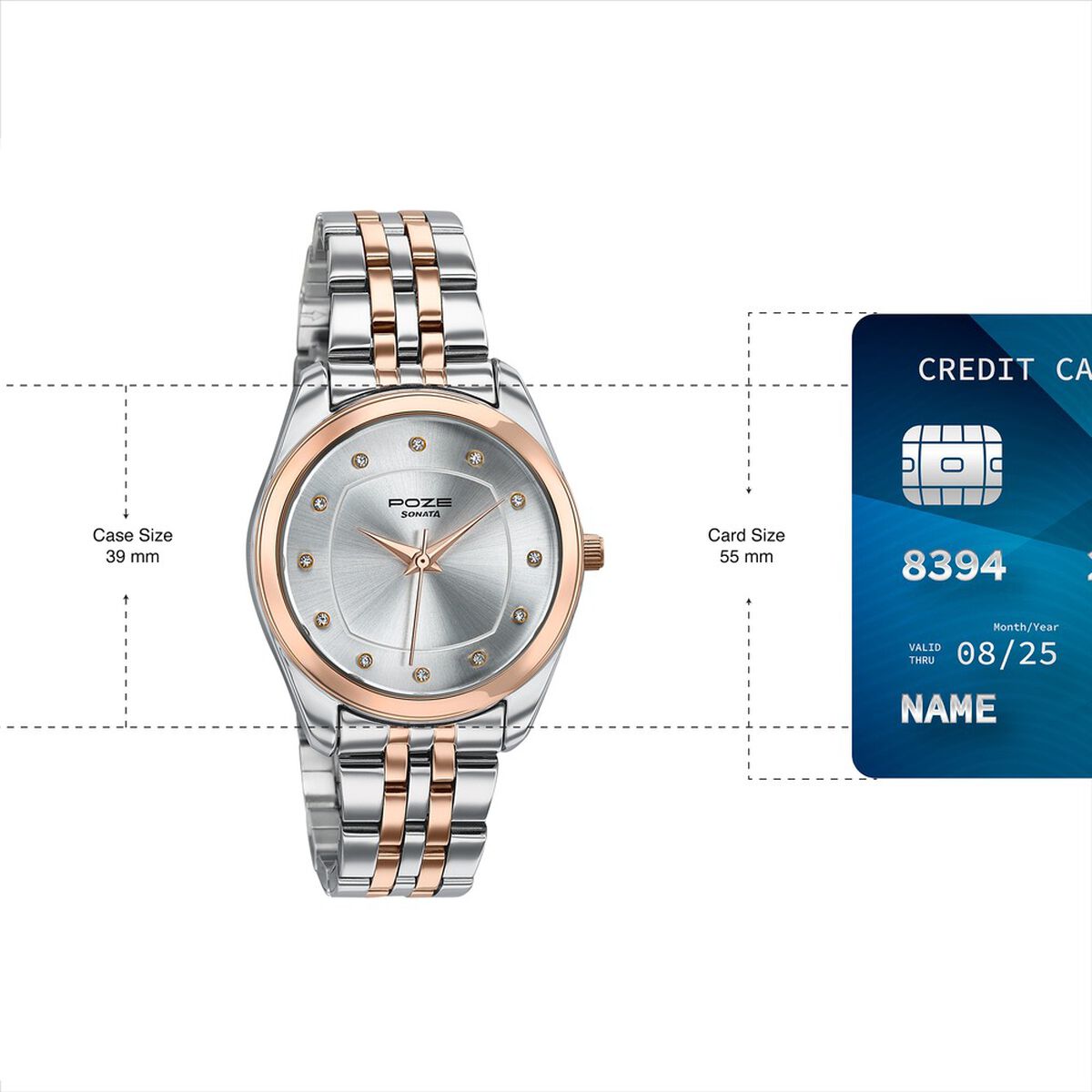 Poze By Sonata Quartz Analog Silver Dial Two Toned Metal Strap Watch For Women 4