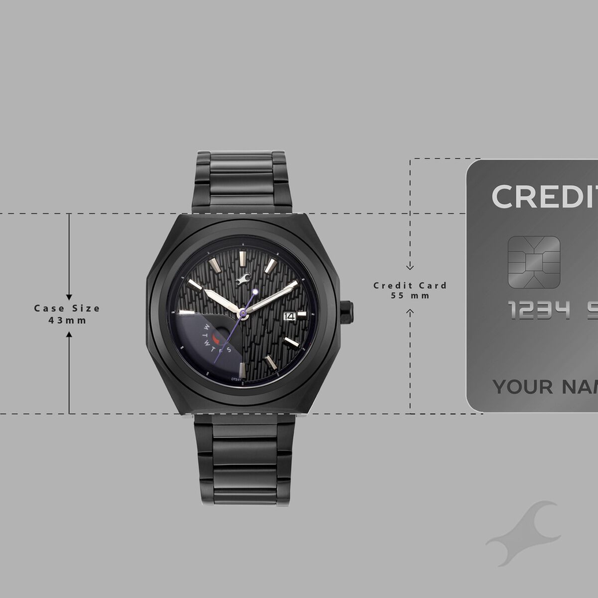Fastrack Oceanyx 2.0 Analog Watch with Day Date for Men with Black Dial & Black Metal Strap 4