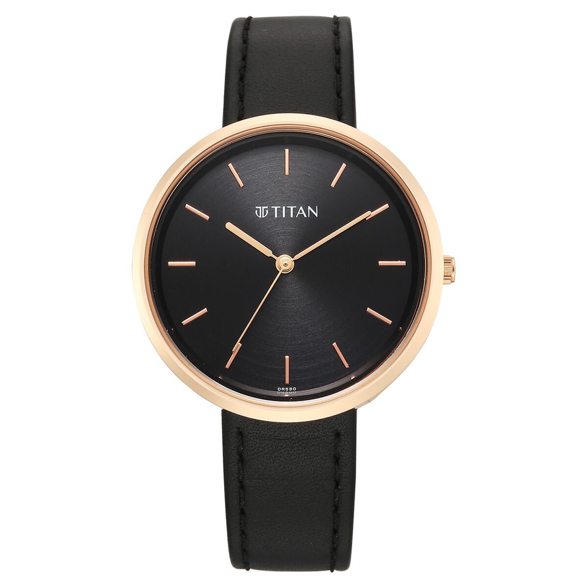 Titan Neo Quartz Analog Black Dial Black Leather Strap Watch For Women 1