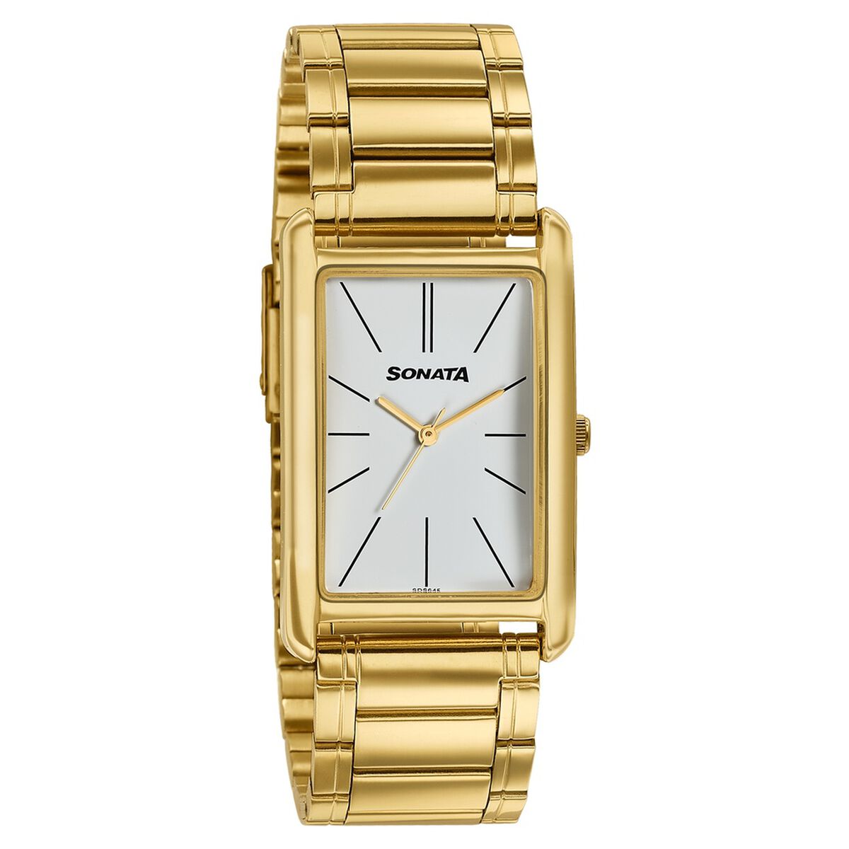 Sonata Ascent Gold Rectangular Watch with Metal Bracelet 2