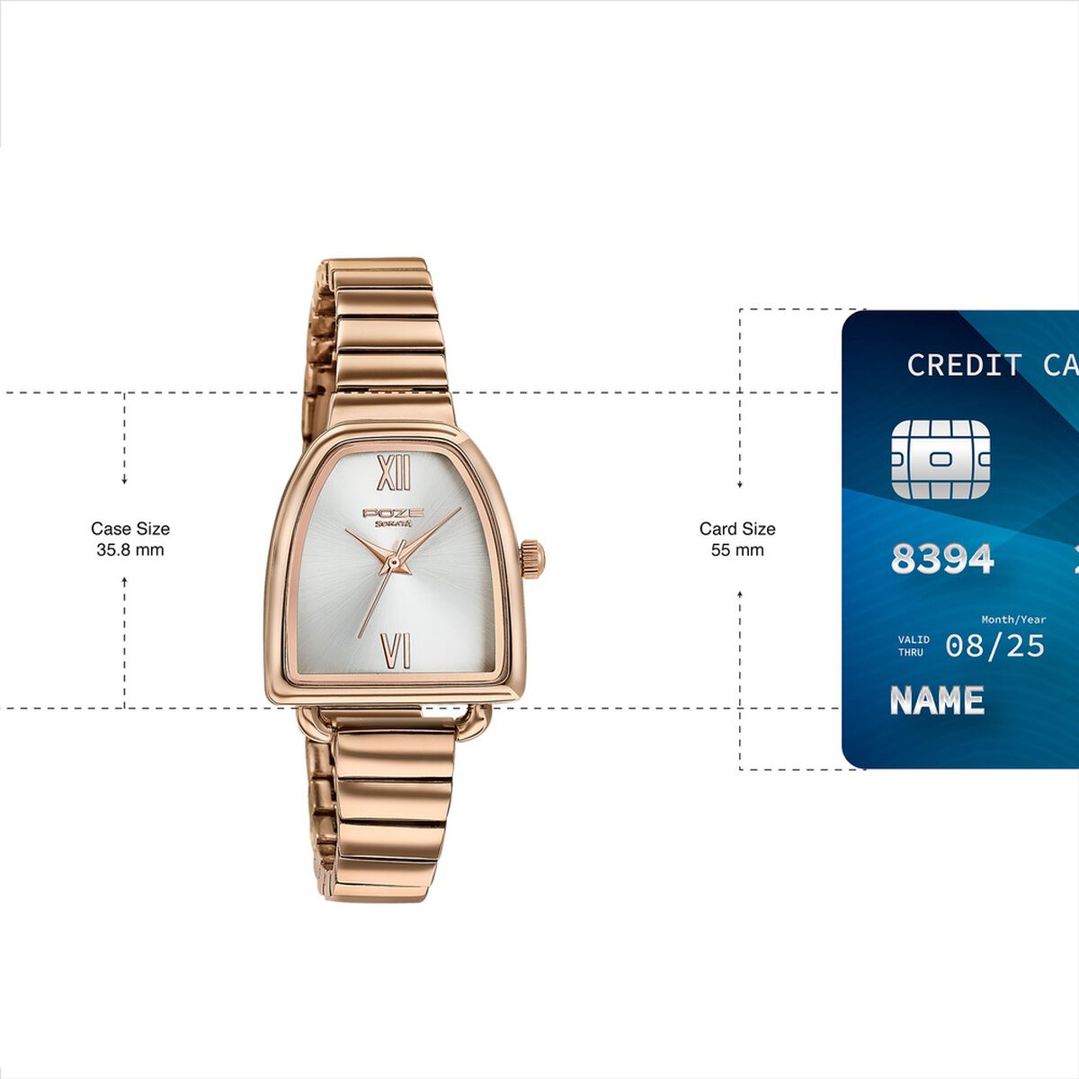 Poze By Sonata Quartz Analog Silver Dial Rose Gold Metal Strap Watch For Women 4