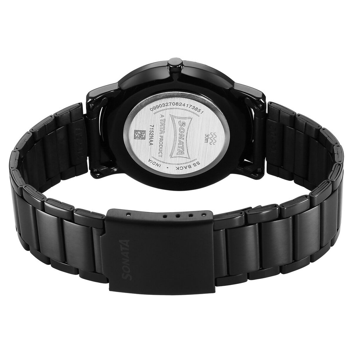 Sonata Sleek Quartz Analog Black Dial Black Stainless Steel Strap Watch For Men 4
