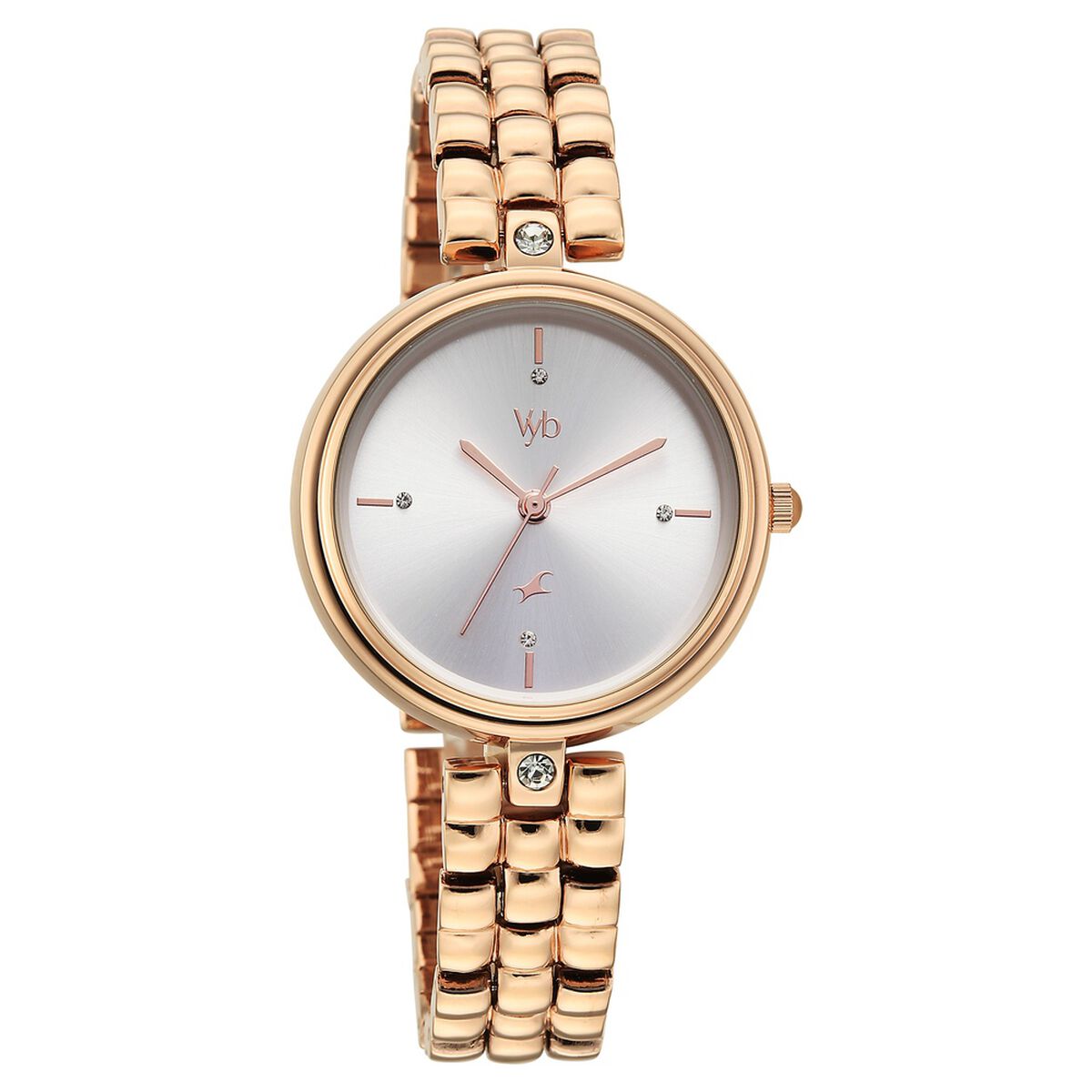 Vyb Iconiqu� By Fastrack Quartz Analog Silver Dial Rose Gold Metal Strap Watch For Girls 2