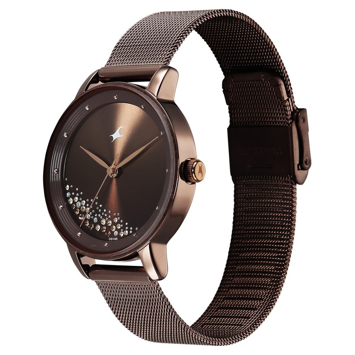 Fastrack Style Up Quartz Analog Brown Dial Brown Colour Stainless Steel Strap Watch For Girls 3