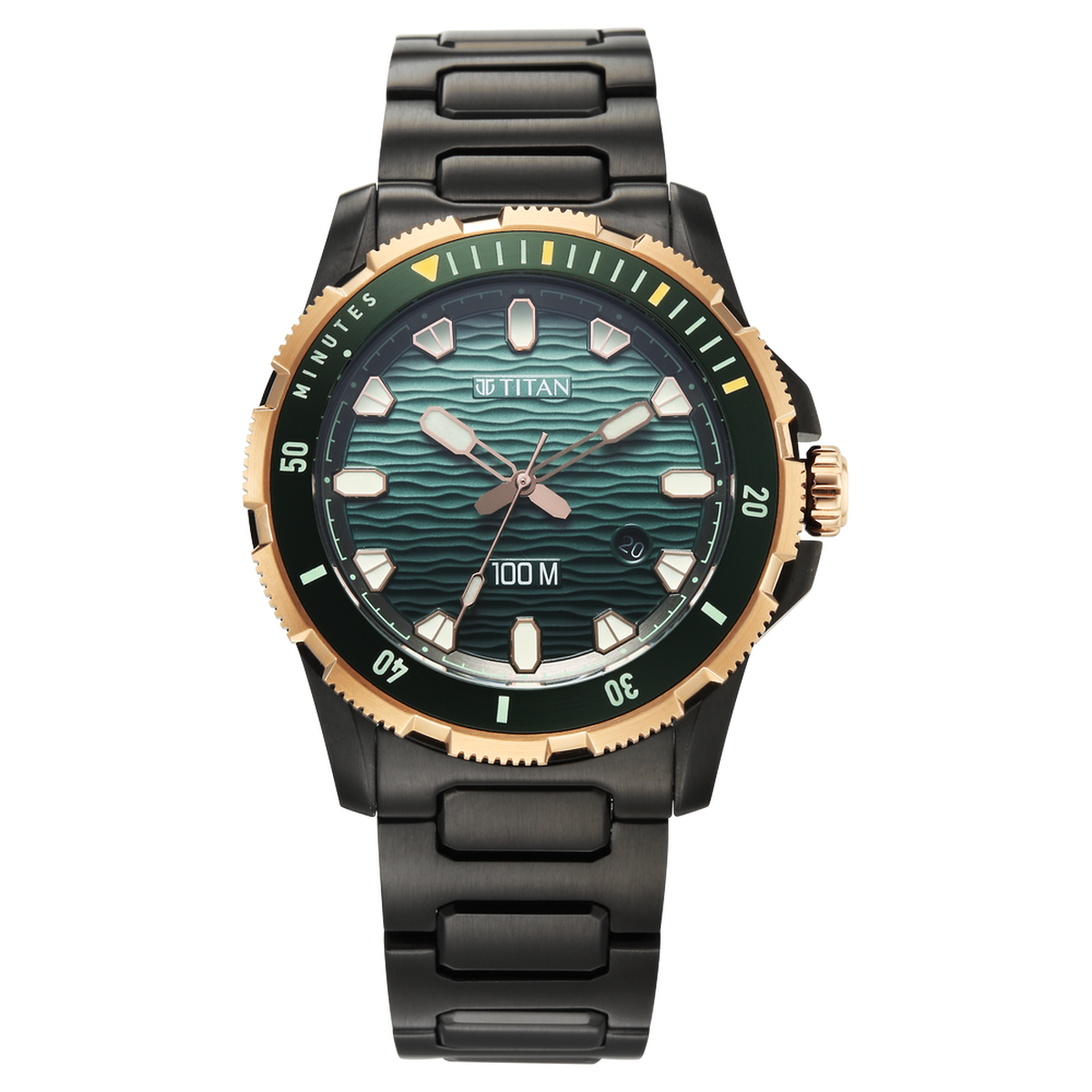 Titan Zero Hour Diver's 100m Analog with Blue Dial Black Stainless Steel Strap Watch for Men 1