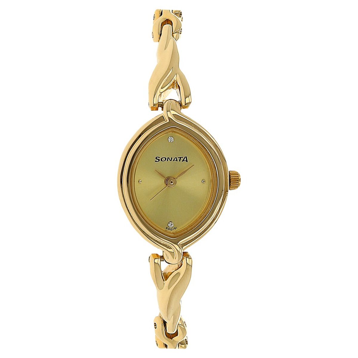 Sonata Quartz Analog Champagne Dial Metal Strap Watch for Women 1