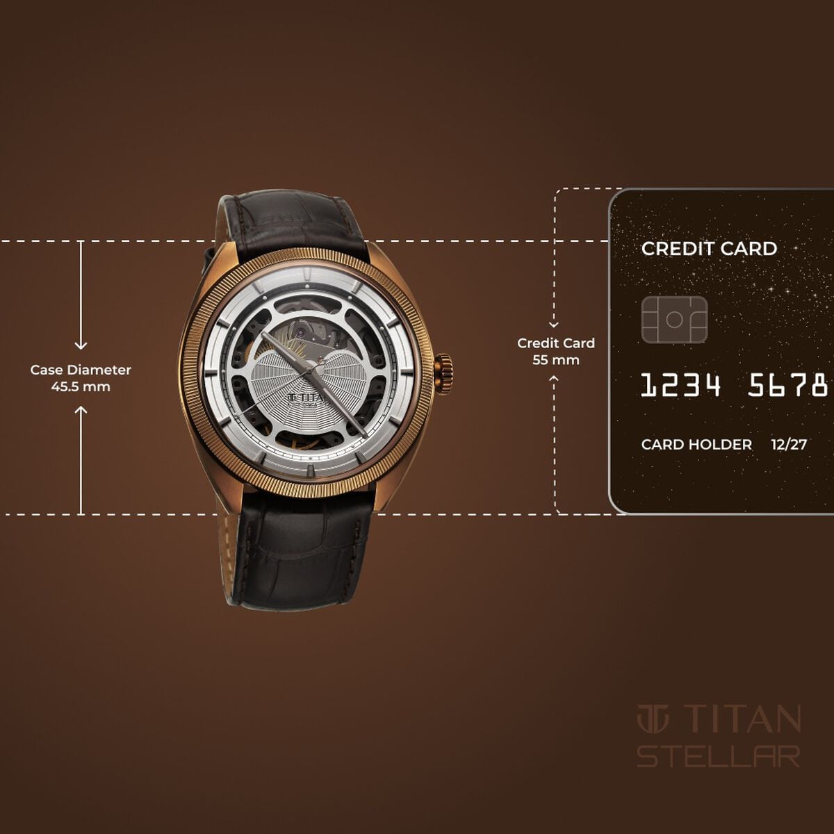 Titan Stellar Cupola Automatic Analog with Sun Moon Phase and Silver Dial Brown Leather Strap Watch for Men 4