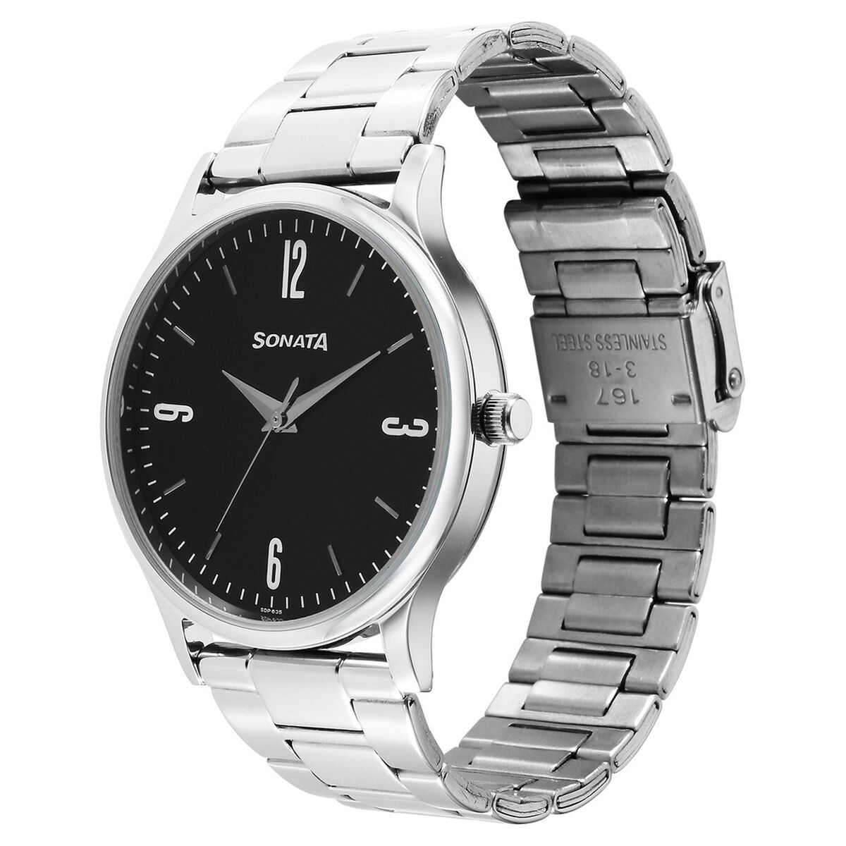 Sonata Aspire Quartz Analog Black Dial Stainless Steel Strap Watch for Men 3