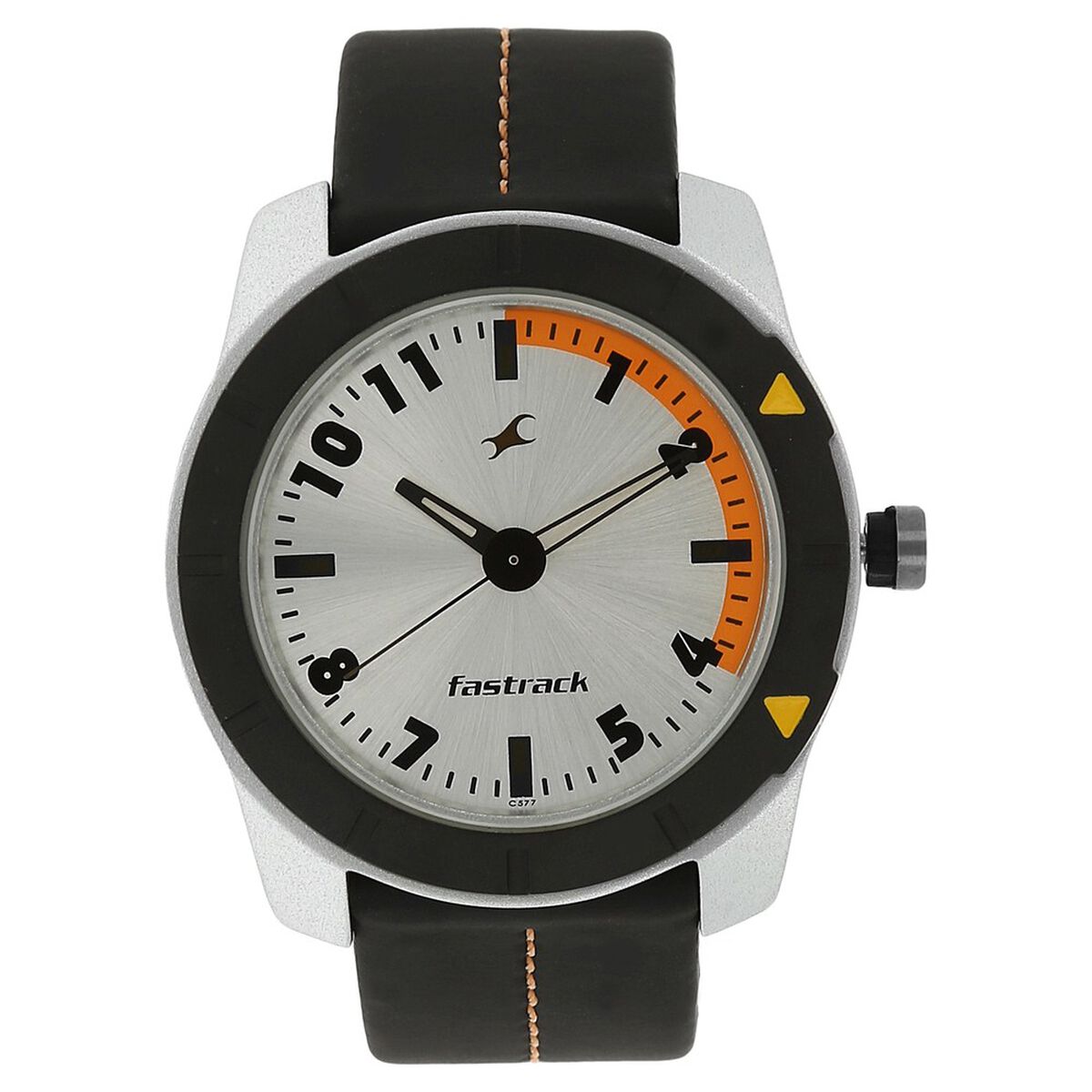 Fastrack Quartz Analog Silver Dial Leather Strap Watch for Guys 1