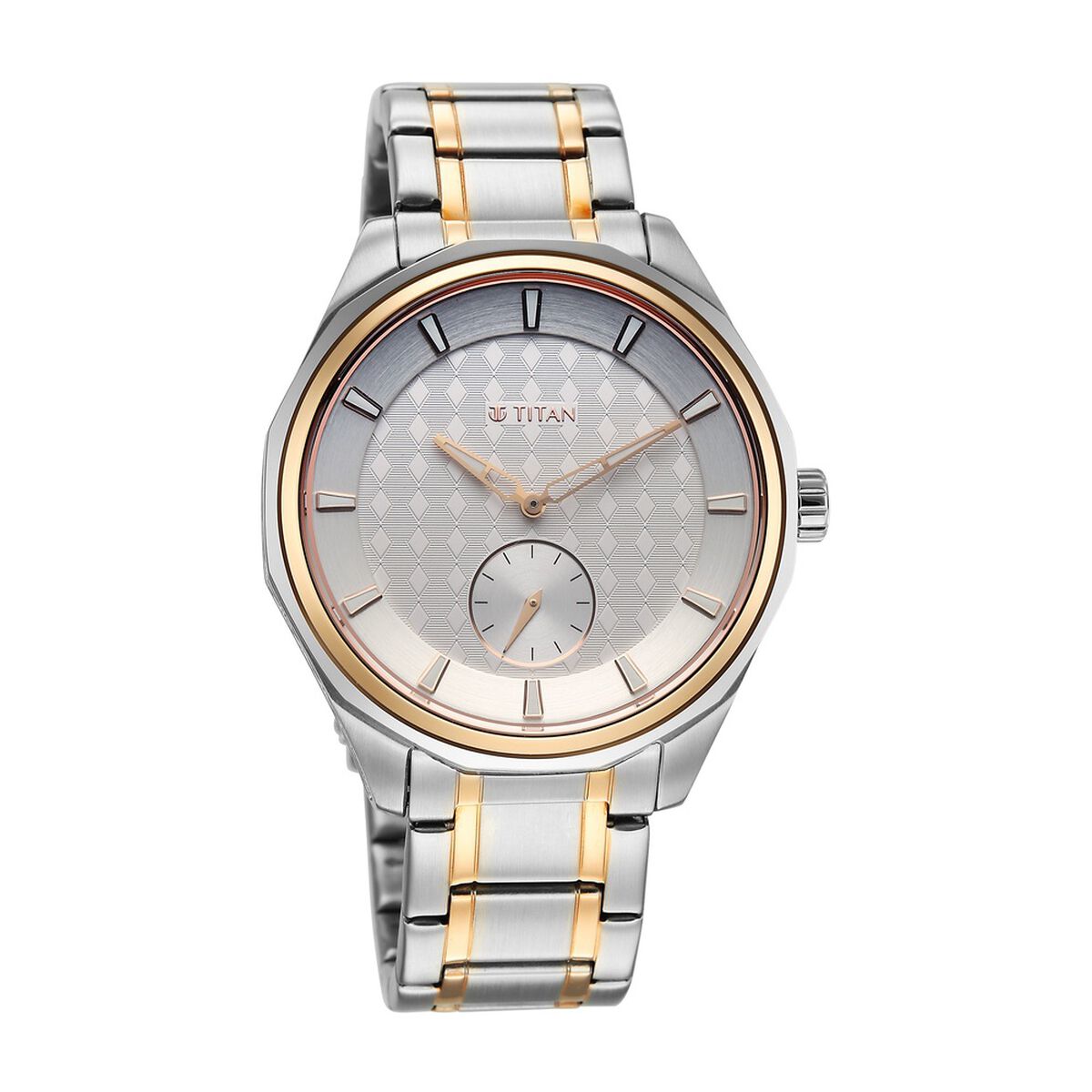 Titan Regalia Opulent Offset Second Hand White Dial Rose Gold Bimetal Strap Watch For Men 3