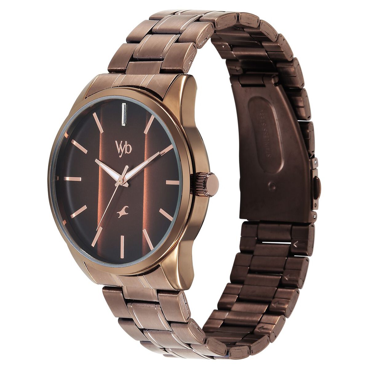 Vyb Drift By Fastrack Quartz Analog Brown Dial Brown Stainless Steel Strap Watch For Guys 3
