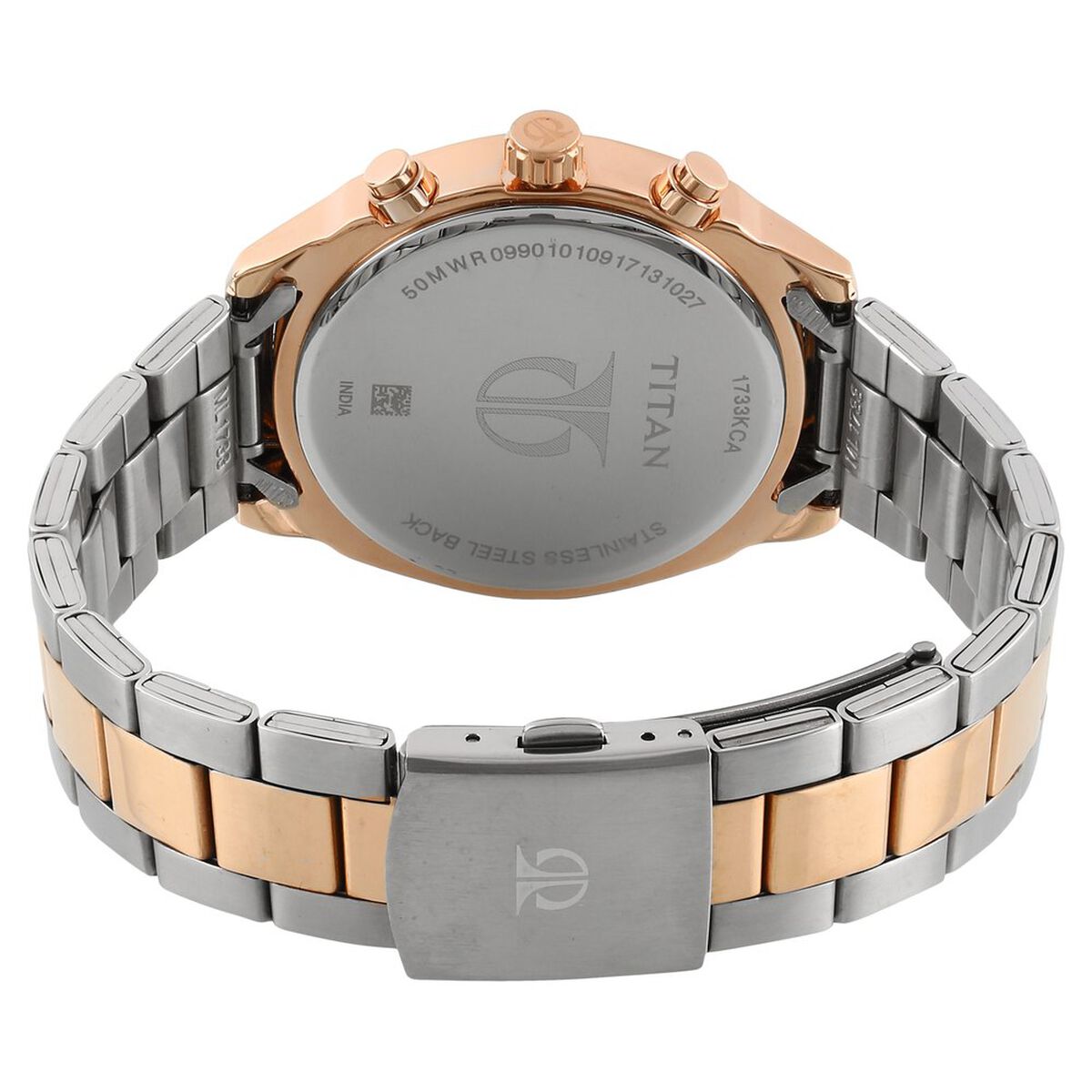 Titan Men's Metropolitan Luxe: Multifunction Black Dial with Two-Tone Stainless Steel Bracelet Watch 4