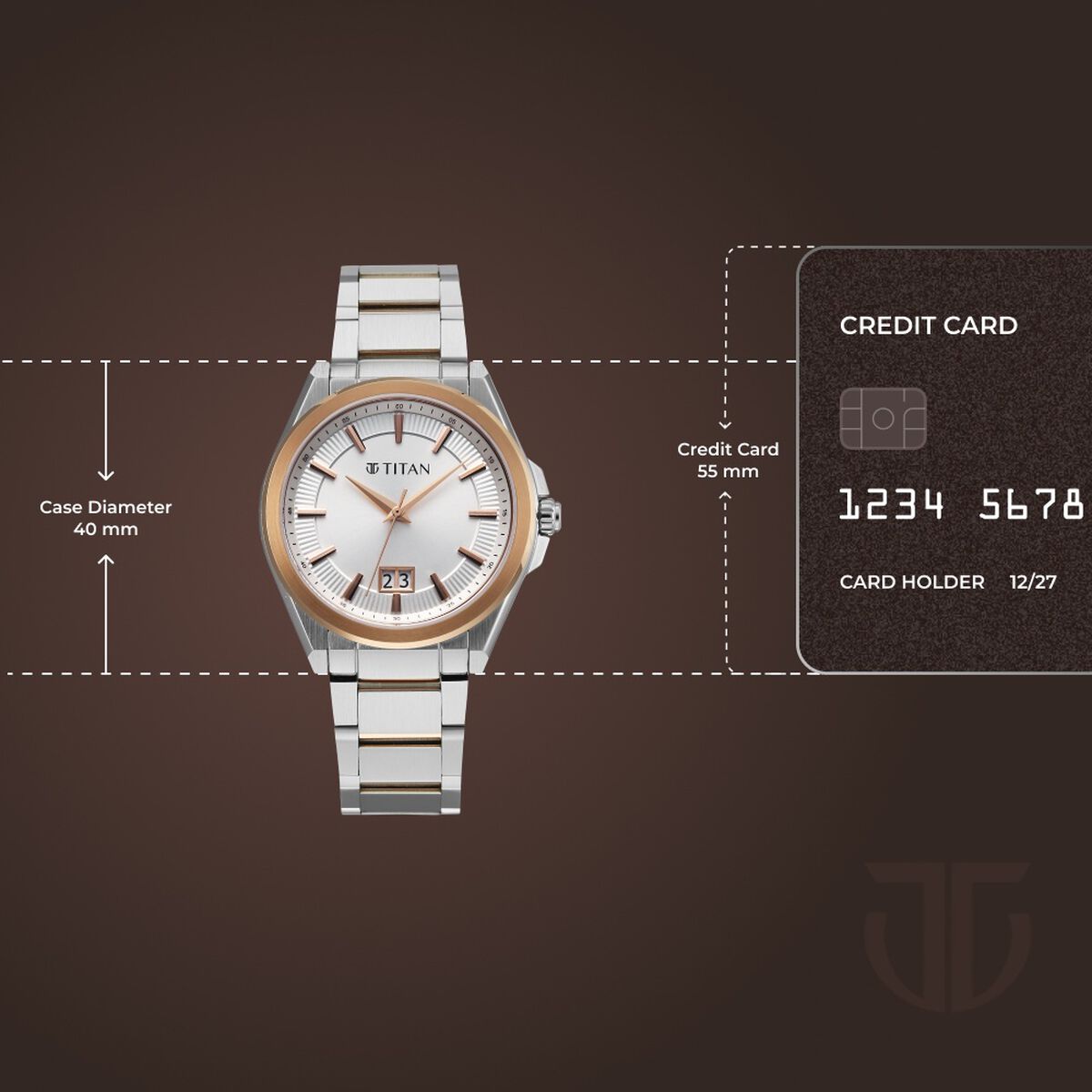 Titan Classique Big Date Analog with Silver Dial Dual Tone Stainless Steel Strap Watch for Men 4