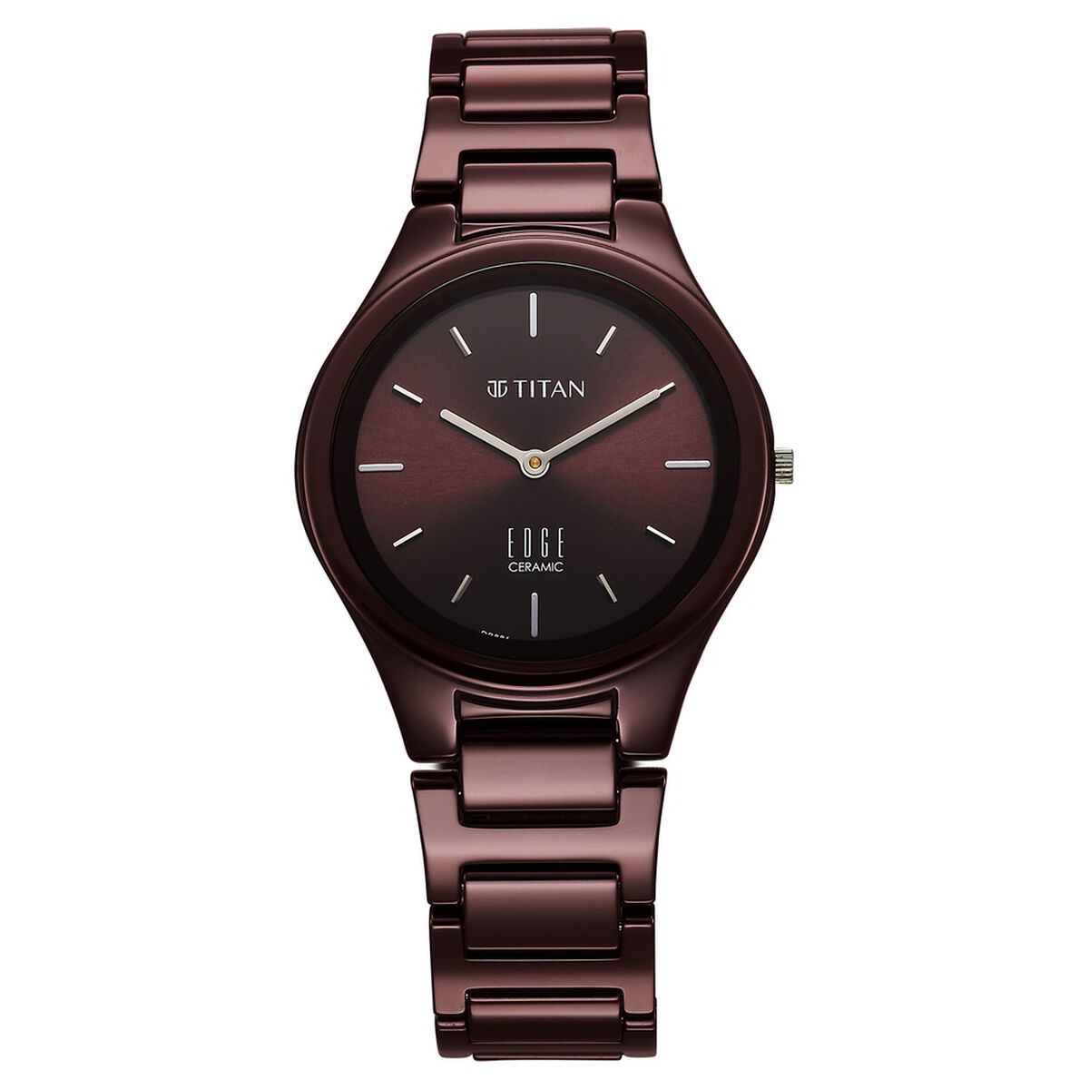 Titan Edge Wine Ceramic Quartz Analog Maroon Dial Red Ceramic Strap Watch For Women 1