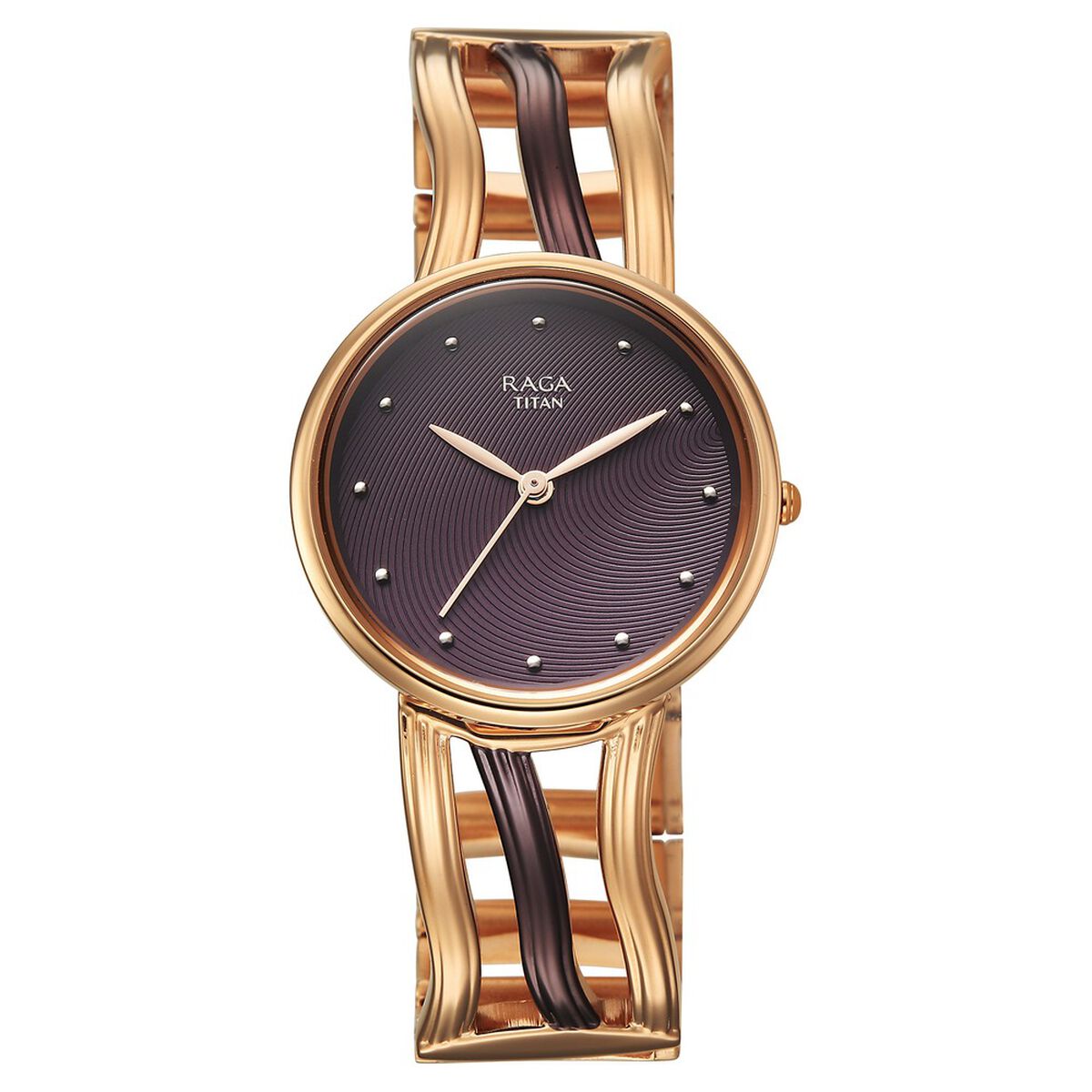 Titan Raga Sierra Quartz Analog Brown Dial Two Toned Metal Strap Watch For Women 1