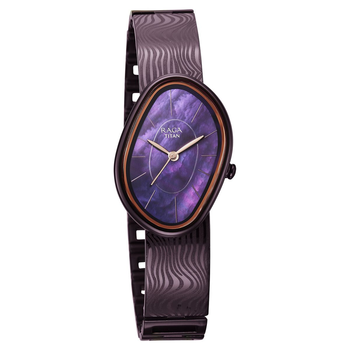 Titan Raga Sierra Quartz Analog Prune - Purple Dial Prune - Purple Metal Strap Watch For Women 2