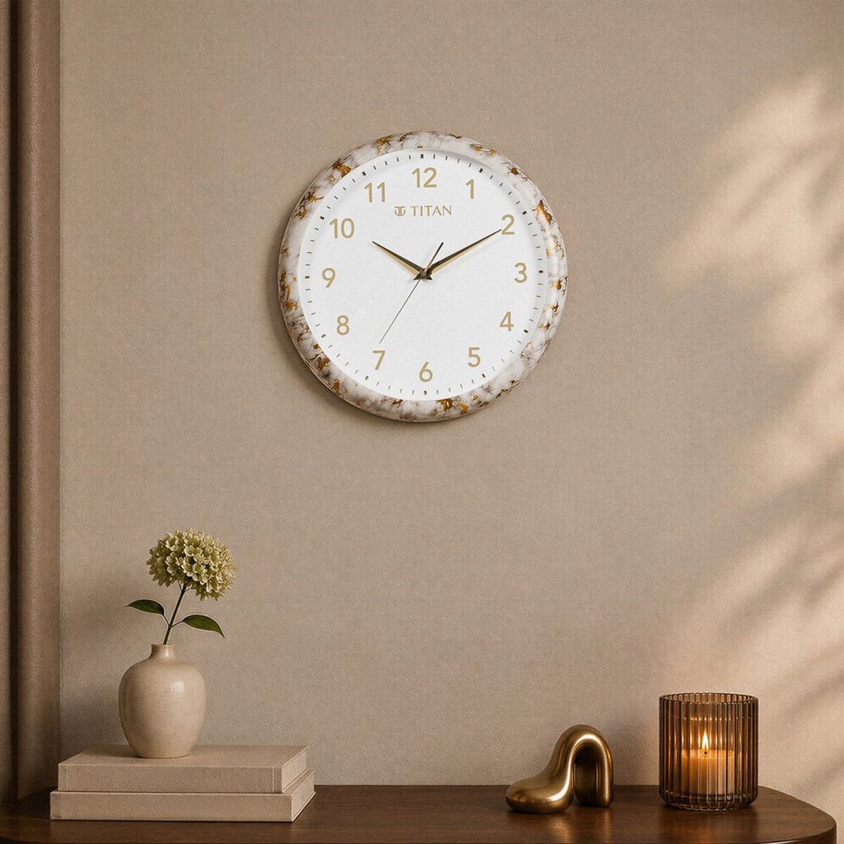 Titan White Marble Dial Wall Clock with 3D Project Numerals & Silent Sweep - 35.5 cm x 35.5 cm x 5 cm (Medium) 1