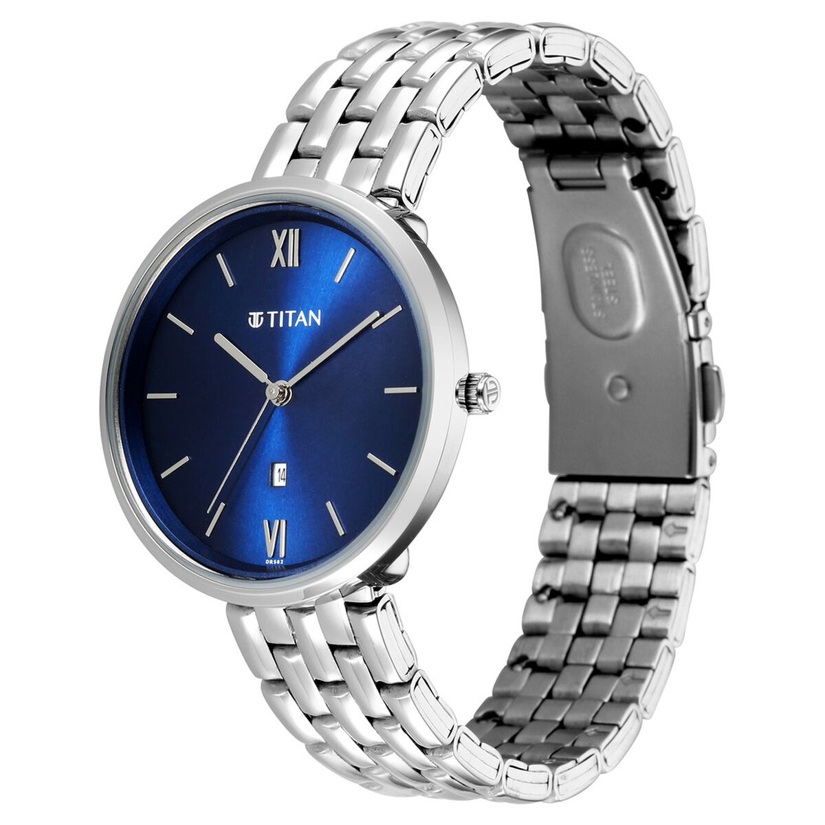 Titan Neo Quartz Analog Blue Dial Silver Metal Strap Watch For Women 3