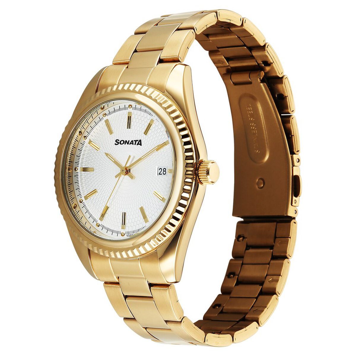 Sonata Festive Quartz Analog with Date Silver Dial Metal Strap Watch For Men 2