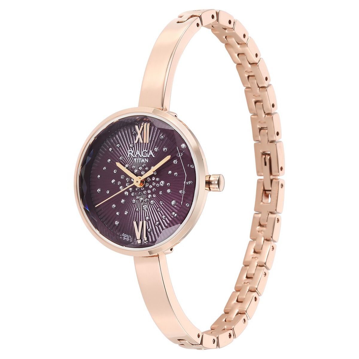 Titan Raga Showstopper Quartz Analog Purple Dial Metal Strap Watch for Women 4