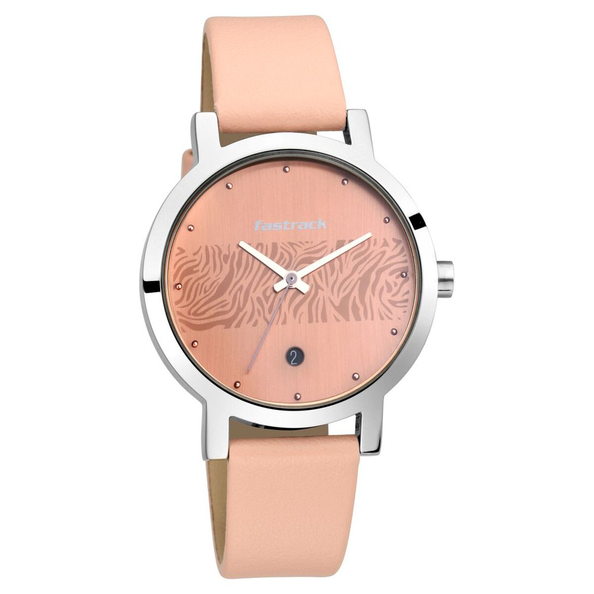 Fastrack Animal Print Quartz Analog with Date Rose Gold Dial Leather Strap Watch for Girls 2