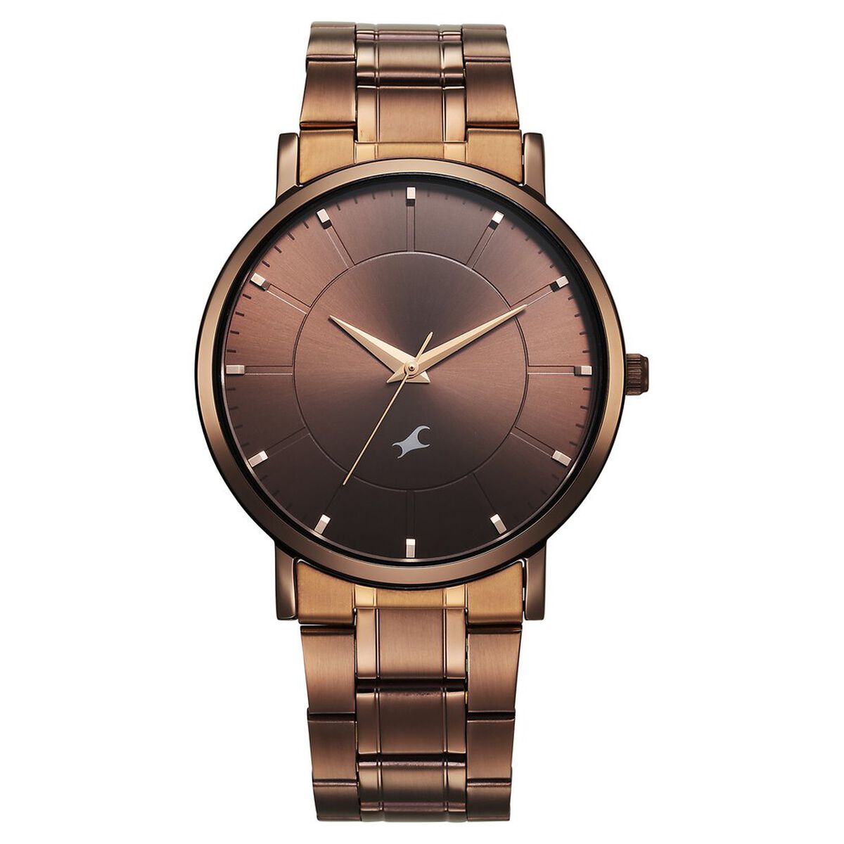 Fastrack Stunners X Quartz Analog Brown Dial Stainless Steel Strap Watch For Guys 1