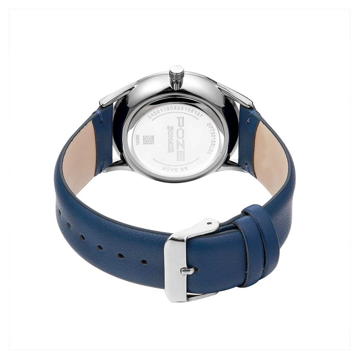 Poze by Sonata Quartz Analog Blue Dial PU Leather Strap Watch for Men 5
