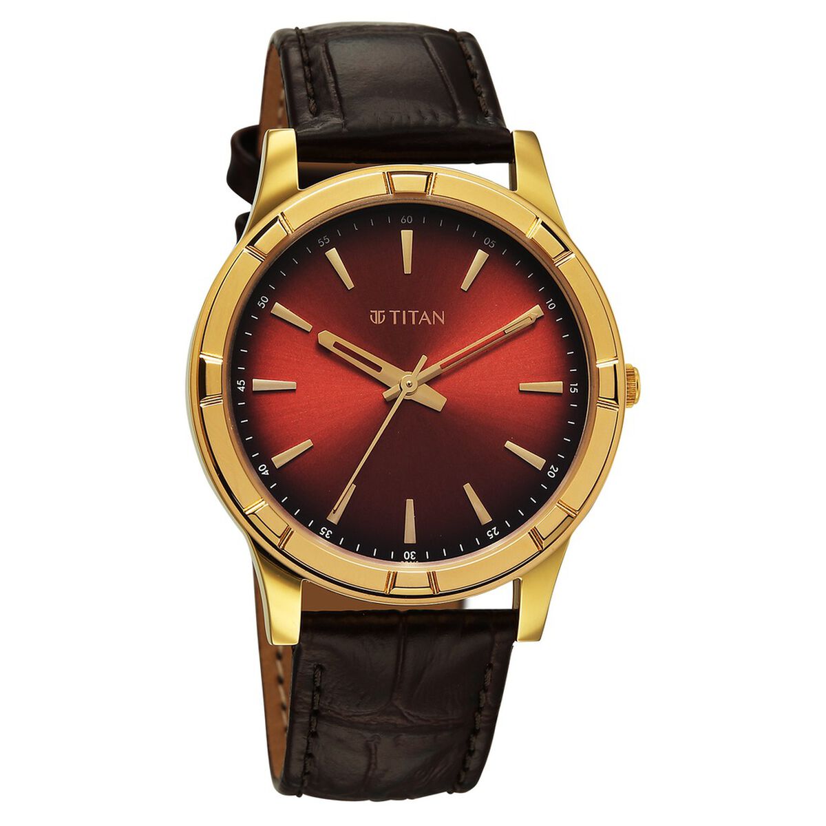 Titan Karishma Festive Analog with Mahogany Brown Dial Brown Leather Strap Watch for Men 3