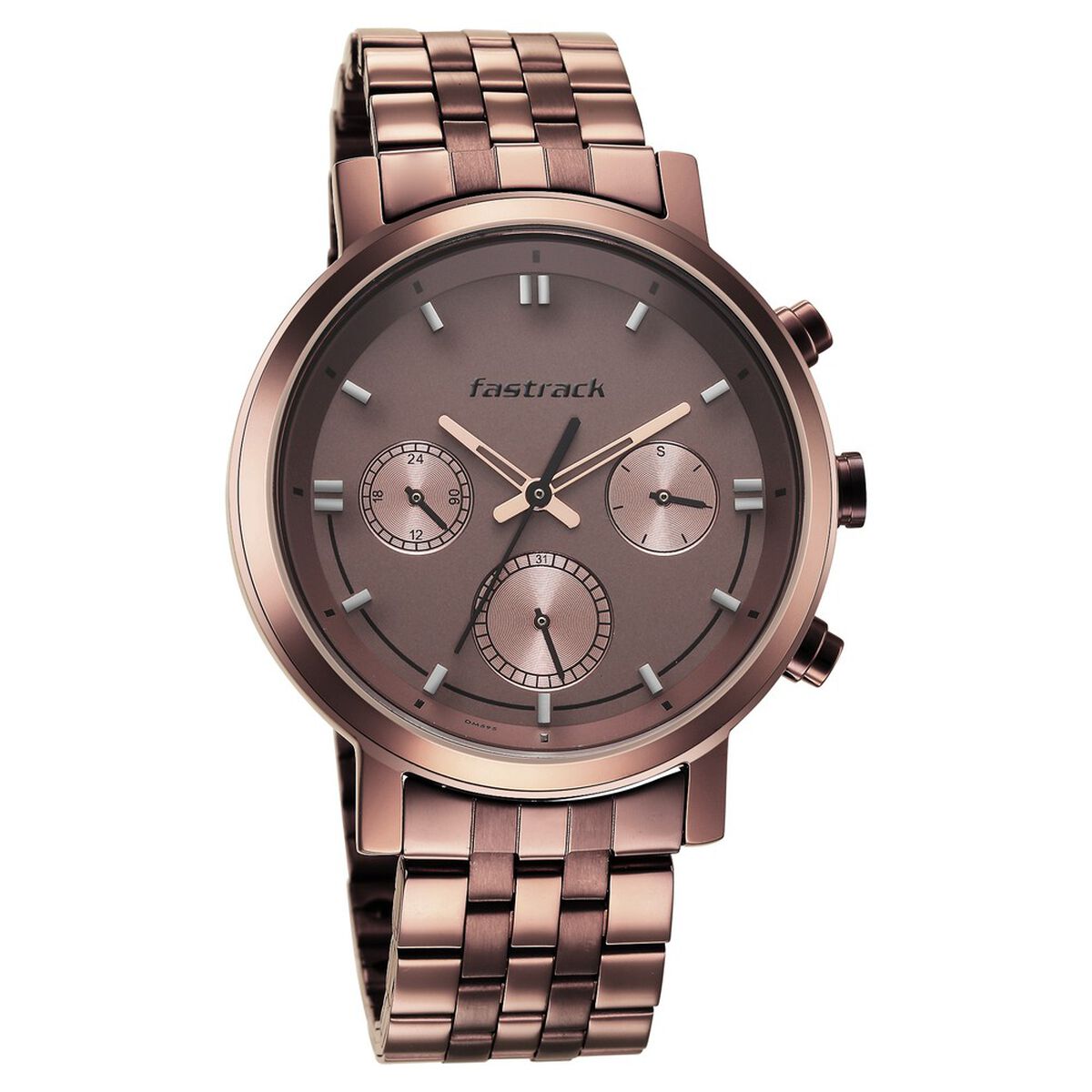 Fastrack Tick Tock Quartz Multifunction Brown Dial Metal Strap Watch for Guys 2