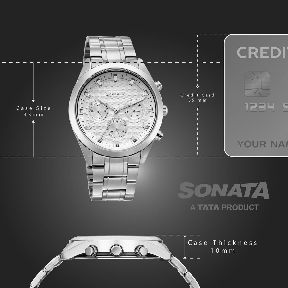 Sonata Multifunction White Dial Two Toned Metal Strap Watch For Men 4