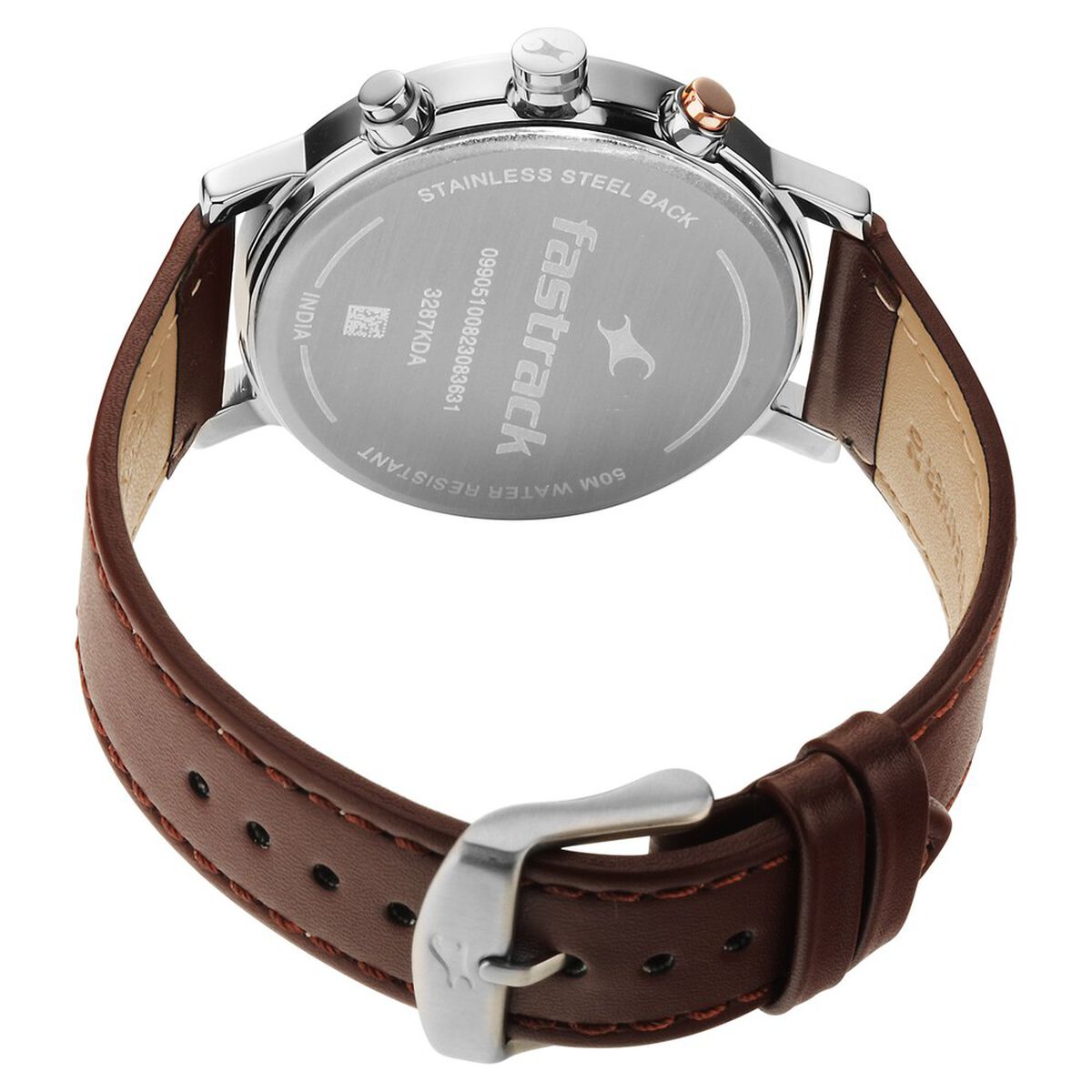 Fastrack Tick Tock Quartz Analog White dial Leather Strap Watch for Guys 5