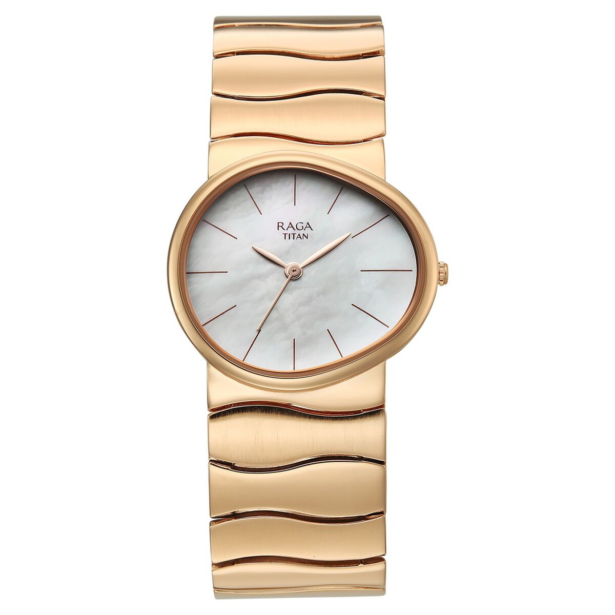 Titan Raga Sierra Quartz Analog White Dial Rose Gold Metal Strap Watch For Women 1