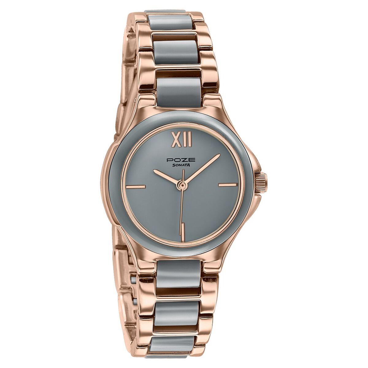 Poze By Sonata Quartz Analog Grey Dial Two Toned Metal & Plastic Strap Watch For Women 3