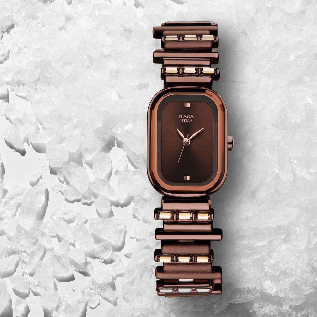 Raga Women's Love all: Elegant Oval Brown Dial & Metal Strap Watch 3
